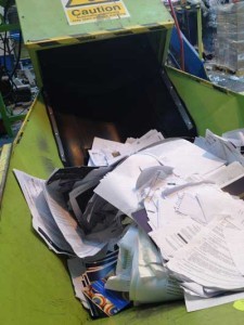 Documents in industrial shredder